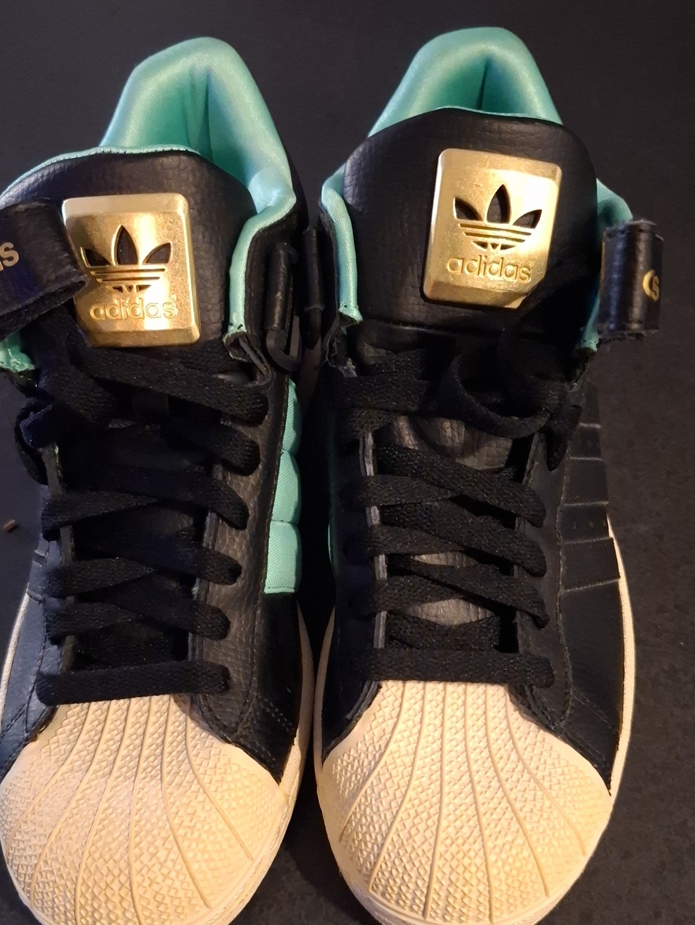 adidas Women’s Black & Teal Shell-Toe Sneakers